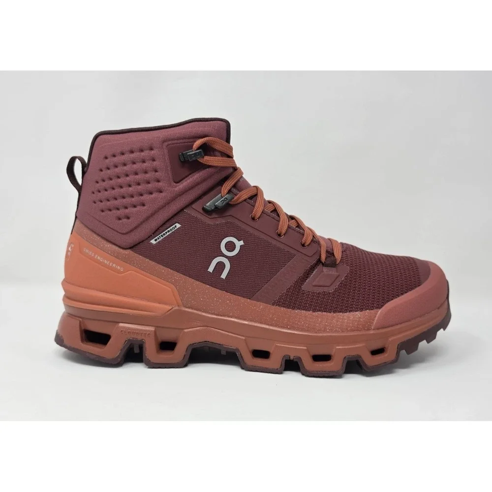 On Cloudrock 2 Waterproof Women's 9.5 Hiking‎ Boot Beet/Auburn